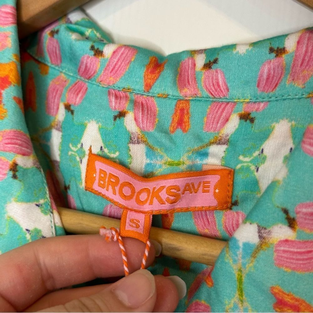 Nwt Brooks Avenue Multicolor Teal Birds In Paradise Long Sleeve Pj Set Sz S Boho — image 6 of 8